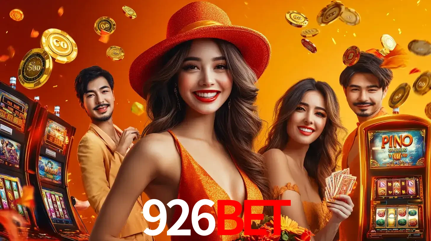 Grupo de amigos asiáticos sorrindo e se divertindo com máquinas de caça-níqueis em um ambiente festivo, celebrando suas vitórias nos jogos de cassino do 926bet.