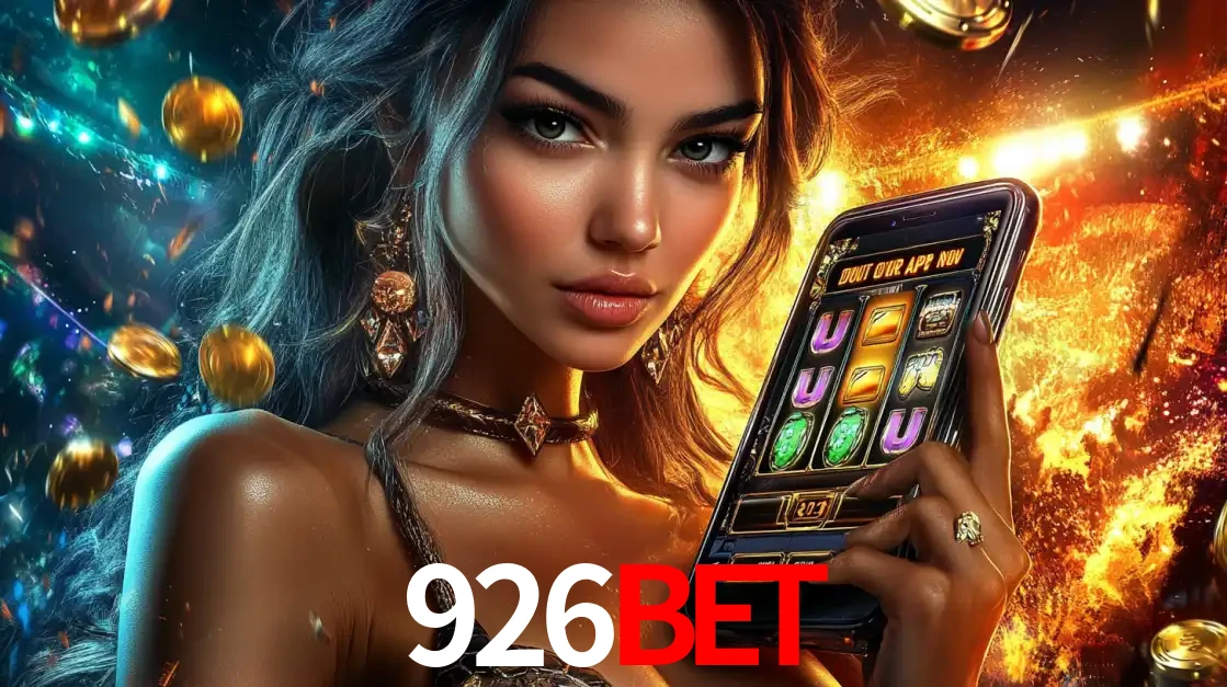 Mulher elegante mostrando um jogo de caça-níqueis em seu smartphone, destacando a experiência de cassino móvel oferecida pelo aplicativo 926bet.